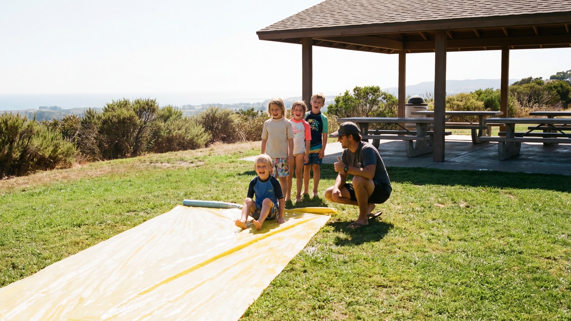 Campers in Splash Wars activities at Alta Laguna Park