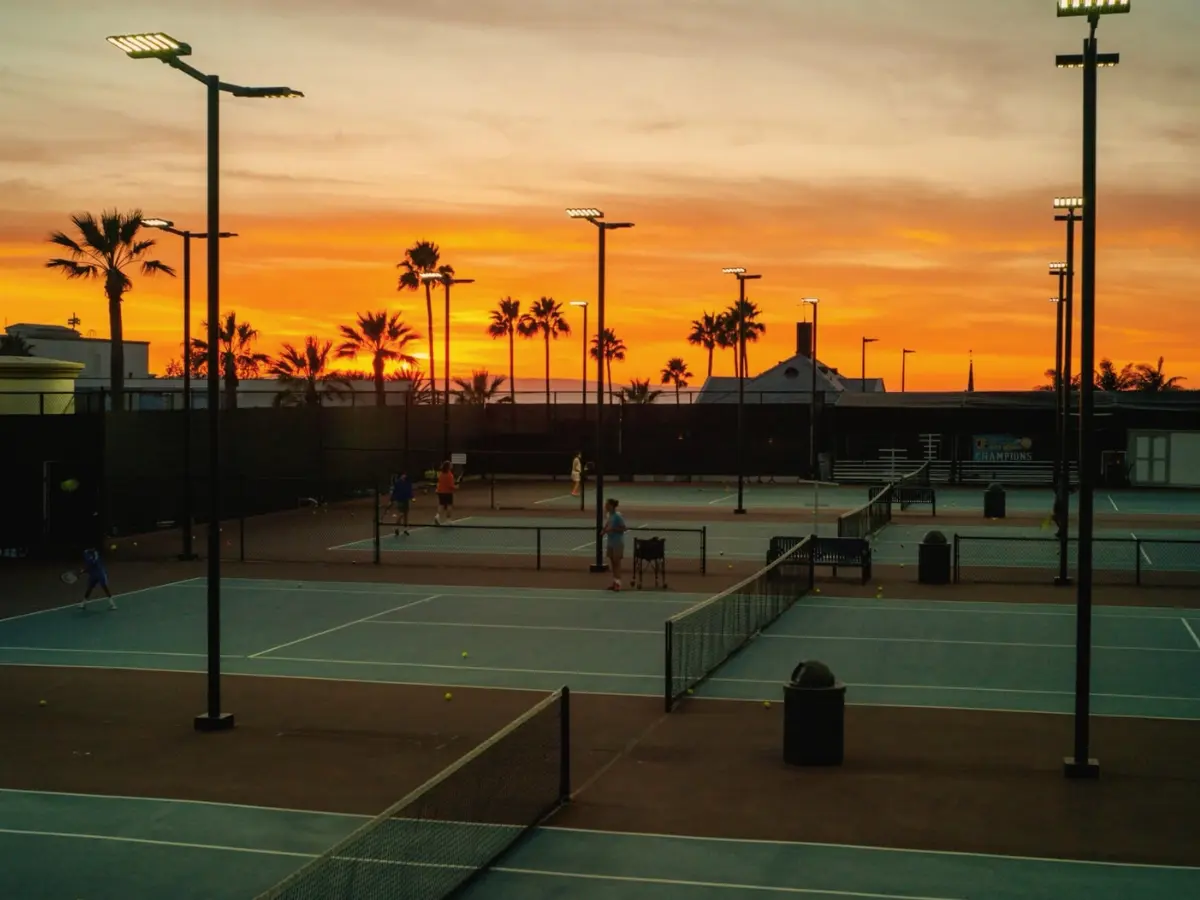 Laguna Beach tennis courts at sunset