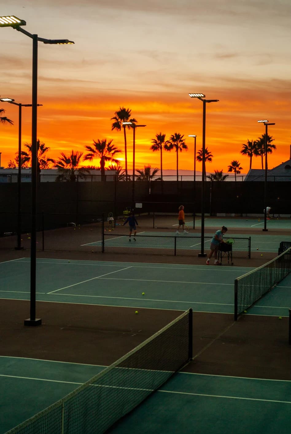 Laguna Beach Tennis Academy courts at dusk
