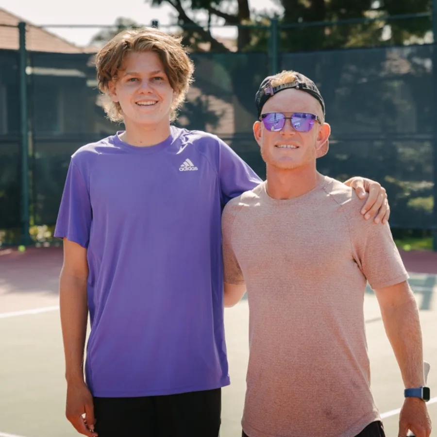 Andrew Mateljan on court at LBTA with Alex Michelsen